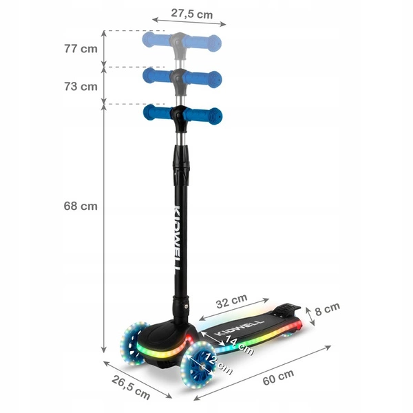 Hulajnoga LED KIDWELL Lumo balansowa świecące koła 3+ do 50 kg składana