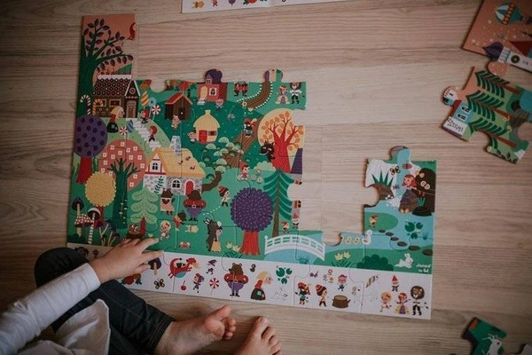 Janod - Puzzle obserwacyjne w walizce Baśnie 24 elementy 3+