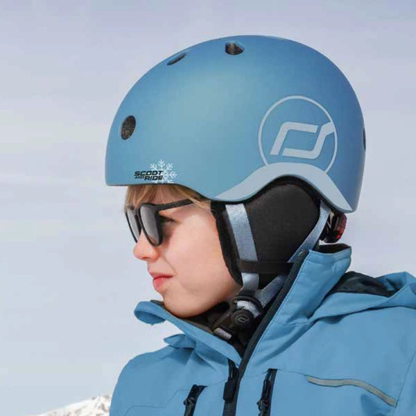 SCOOT AND RIDE kask narciarski XXS-S dla dzieci regulacja dziecięcy LED Steel