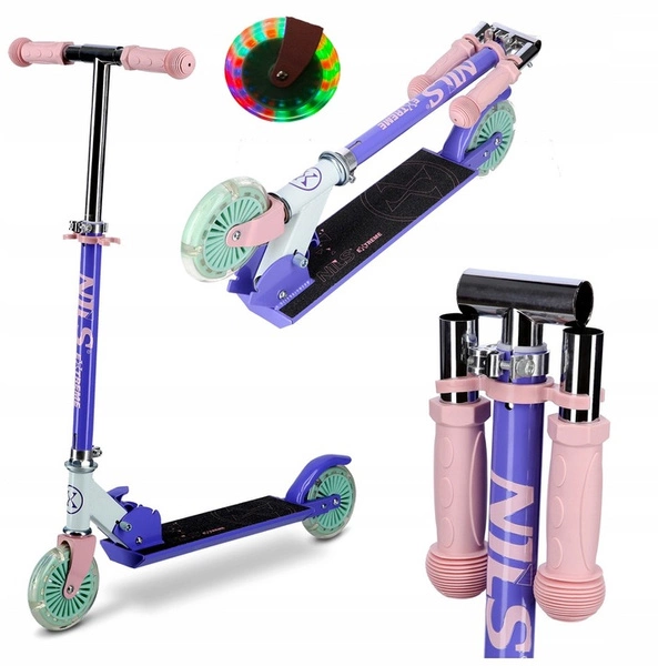 NILS Hulajnoga Miejska Klasyczna Dziecięca Kółka LED Z Regulacją Wysokości