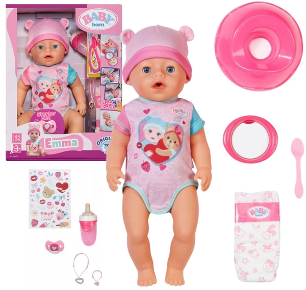 BABY BORN LALKA bobas interaktywna Emma dziewczynka 43 cm z akcesoriami