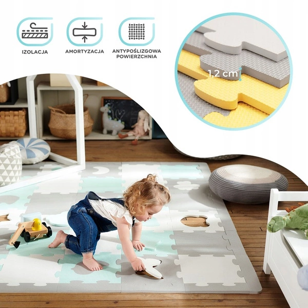 Kinderkraft LUNO Shapes Duża Mata Piankowa puzzle 165 x 185 cm