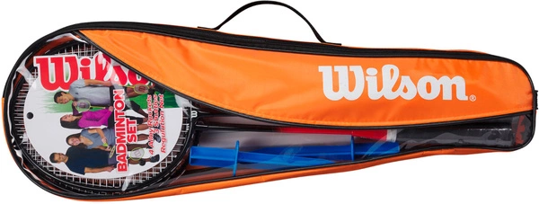 WILSON Badminton Zestaw dla 4 osób: Siatka Słupki 4 Rakietki