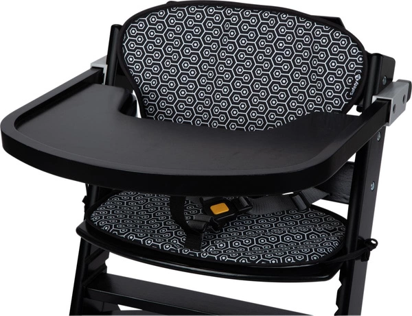 Bebe Confort TIMBA KRZESEŁKO DO KARMIENIA DREWNIANE Deep Black z wkładką Geometric