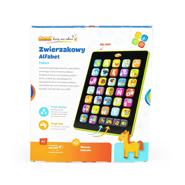 DUMEL tablet zwierzakowy alfabet literki dźwięki nauka dla dzieci gra 3+