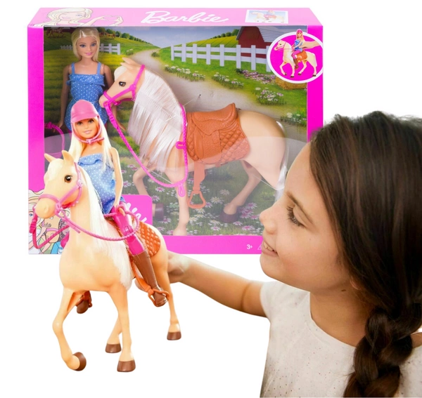 BARBIE lalka dżokejka z koniem koń + lalka FXH13