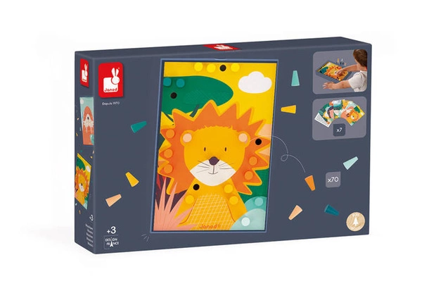 Janod - Układanka drewniana mozaika Zwierzątka 3+