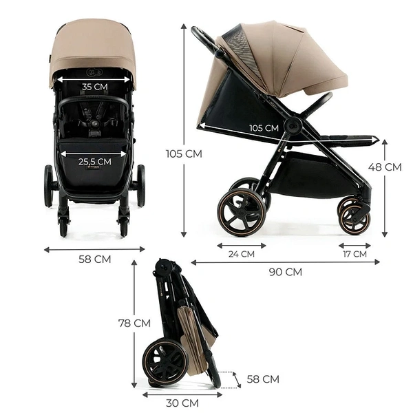 KINDERKRAFT MITZY WÓZEK SPACEROWY do 22kg Duże amortyzowane koła + torba