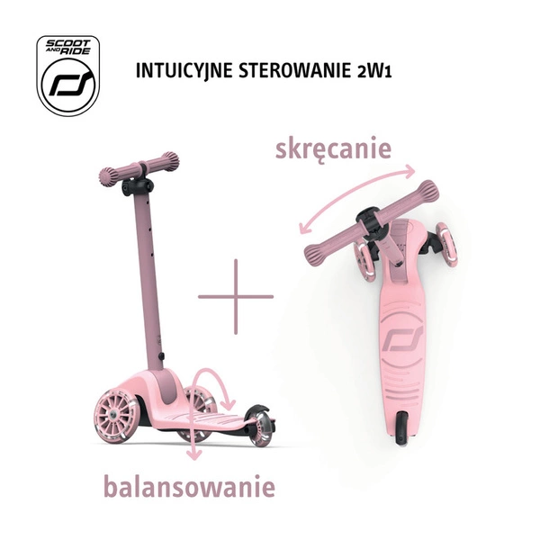SCOOT AND RIDE HIGHWAYKICK 3S kołowa LED hulajnoga z systemem sterowania Rose