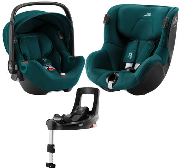 BRITAX ROMER Baby-Safe iSense Atlantic Green nosidełko + Dualfix iSense Atlantic Green fotelik + baza flex 3w1 zestaw