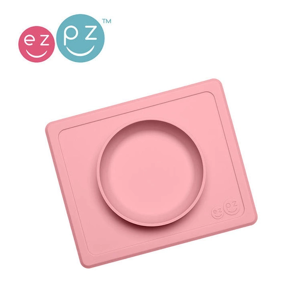 EZPZ Silikonowa miseczka z podkładką 2w1 Mini Bowl + pokrywka GRATIS pastelowy róż