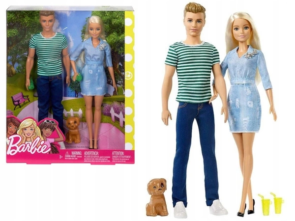 MATTEL BARBIE I KEN NA SPACERZE + PIESEK FTB72