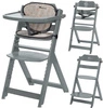 Bebe Confort TIMBA KRZESEŁKO DO KARMIENIA DREWNIANE Warm Grey z wkładką