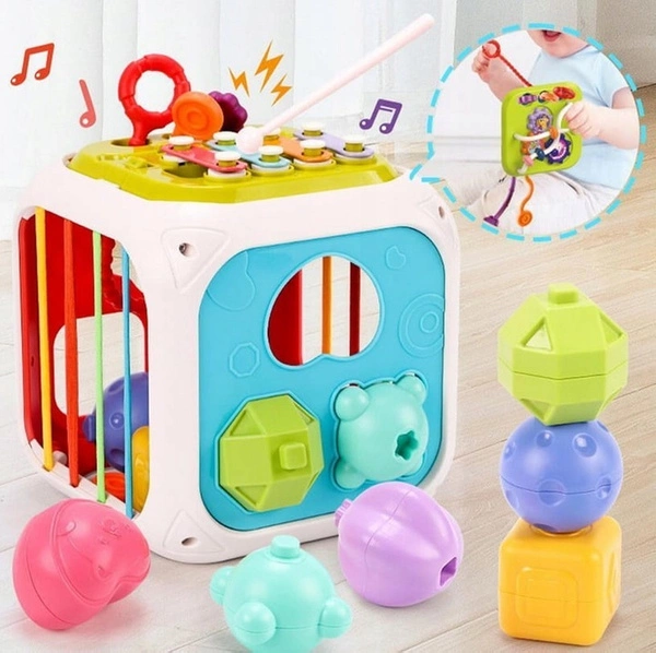 E-EDU Kostka edukacyjna sensoryczna sorter centrum zabawy 8W1