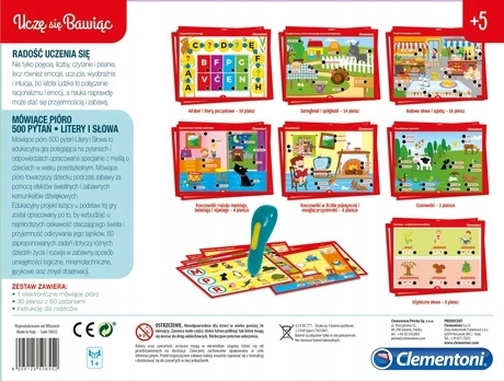 CLEMENTONI Interaktywne Mówiące Pióro 500 pytań Gra edukacyjna 5+