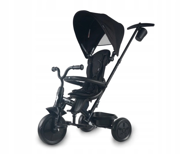 Qplay Rowerek dziecięcy Trójkołowy Elite Platinum Black obracany prowadnik