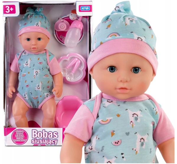 LALKA BOBAS siusiający gaworzy płacze + akcesoria