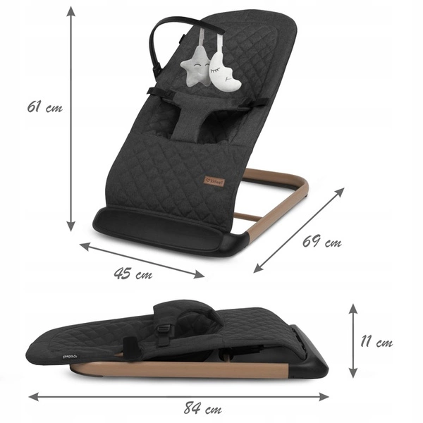 KIDWELL LARO leżaczek bujaczek składany dla niemowląt 2 zabawki pałąk