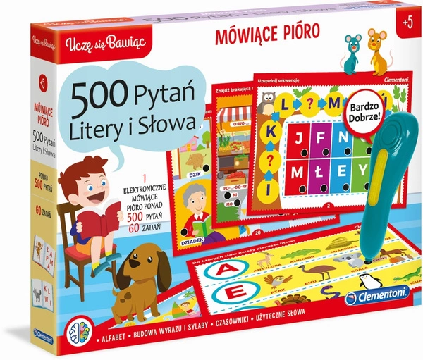 CLEMENTONI Interaktywne Mówiące Pióro 500 pytań Gra edukacyjna 5+