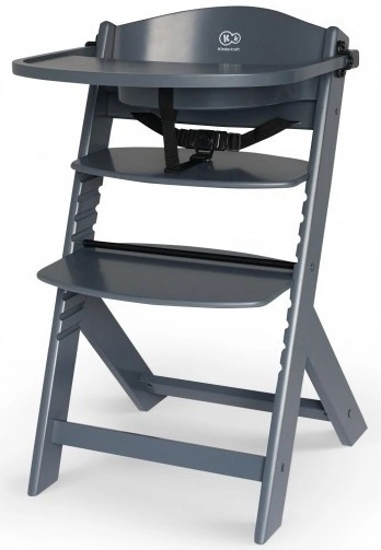 Kinderkraft ENOCK Krzesełko do karmienia drewniane grey