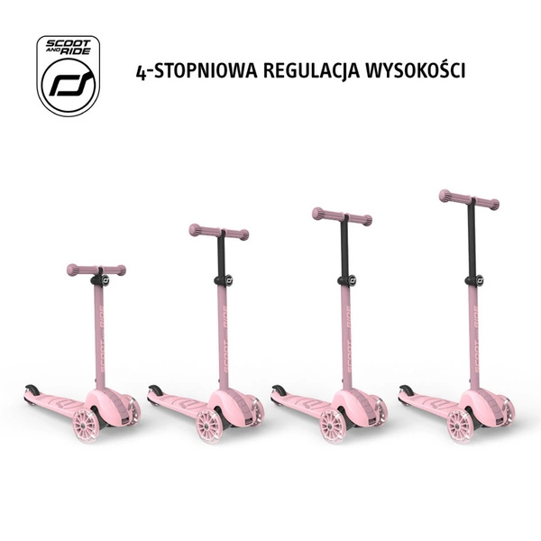 SCOOT AND RIDE HIGHWAYKICK 3S kołowa LED hulajnoga z systemem sterowania Rose
