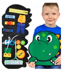 Zestaw naukowy teczka sensoryczna torba MONTESSORI teczka dinuś dinozaur 3+