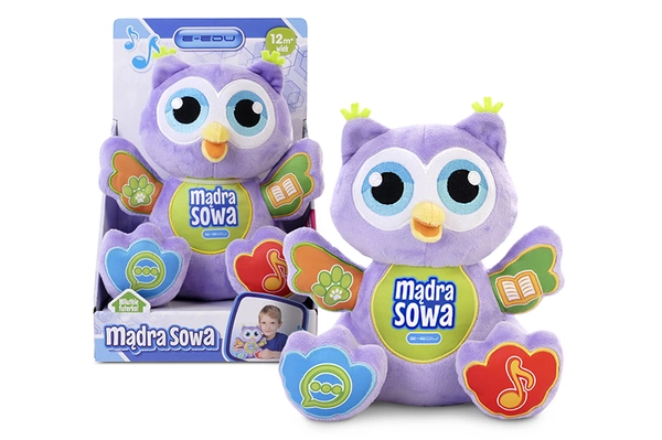 E-EDU MĄDRA SOWA fioletowa interaktywna opowiada śpiewa