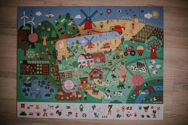 Janod - Puzzle obserwacyjne w walizce Farma 24 elementy 3+