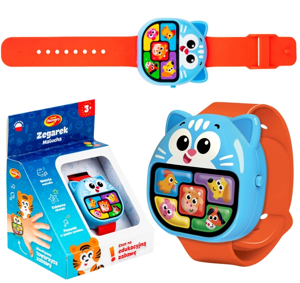 DUMEL ZEGAREK MALUCHA KOTEK nauka dla dzieci regulowany piosenki mówi PL