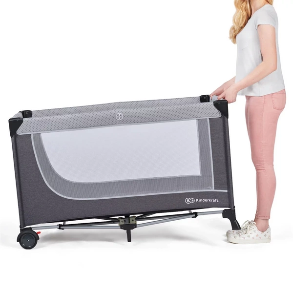 Kinderkraft LEODY Łóżeczko turystyczne dwupoziomowe składane + AKCESORIA