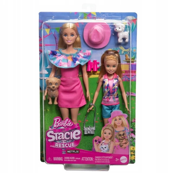 Barbie: Stacie na ratunek dwie lalki na wycieczce pieski HRM09