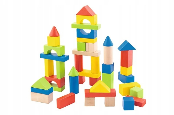 TREFL drewniane klocki 50 elementów w wiaderku + sorter