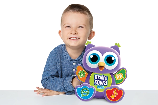 E-EDU MĄDRA SOWA fioletowa interaktywna opowiada śpiewa
