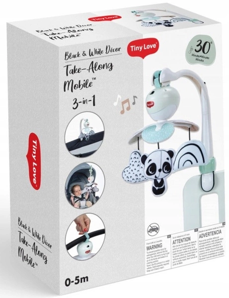 TINY LOVE karuzela do wózka łóżeczka fotelika decor czarno biała z klipsem