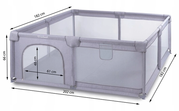 Duży kojec plac zabaw Kidwell FANKO Gray 180 x 200