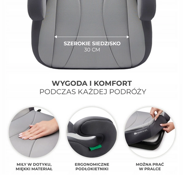 Kinderkraft I-BOOST Fotelik samochodowy BOOSTER PODSTAWKA PODKŁADKA 135-150 i-Size 15-36 kg isofix