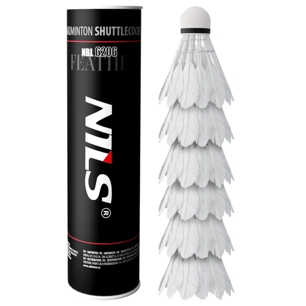 NILS Lotki z piór do badmintona białe NBL6206 6 sztuk