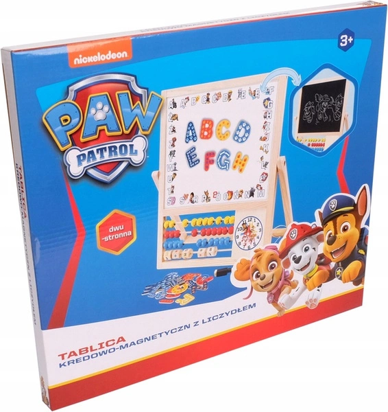 Tablica dwustronna drewniana magnetyczna PSI PATROL kredowa + literki