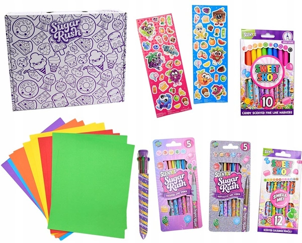 Scentos Pachnący Zestaw Walizka Do Pokolorowania Fioletowa Kredki Dłogopisy