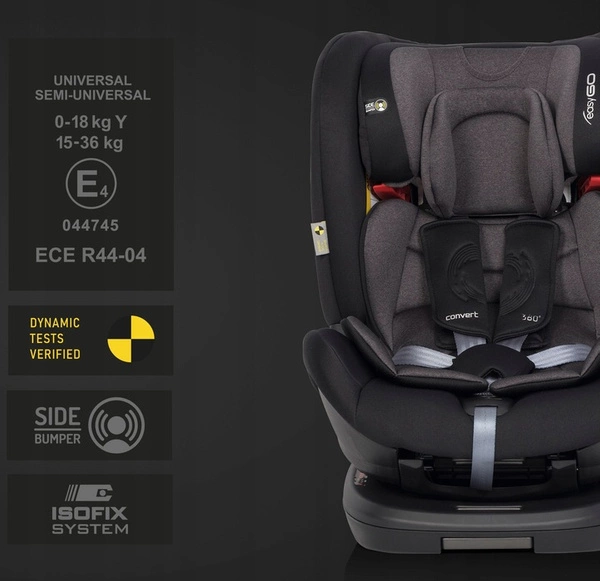 EASY GO Convert fotelik samochodowy Isofix obrotowy 0-36KG
