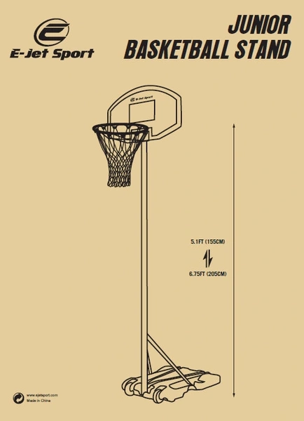 EJET Junior Kosz do koszykówki regulowany 155-205cm +piłka