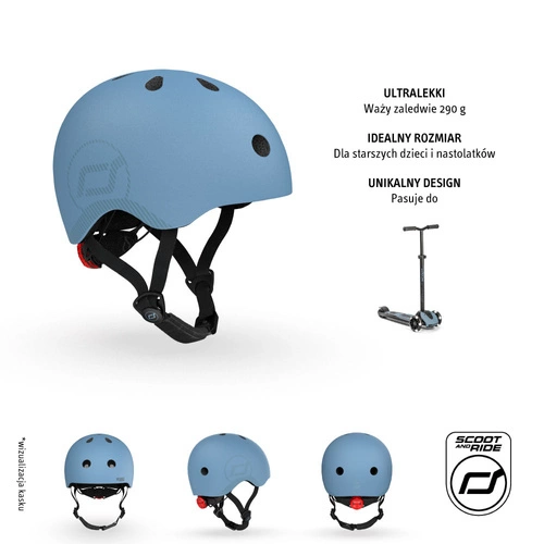 SCOOT AND RIDE KASK M-L dla dzieci regulacja kask rowerowy dziecięcy LED