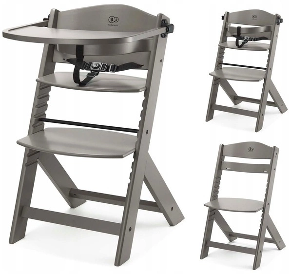 Kinderkraft ENOCK Krzesełko do karmienia drewniane brązowe