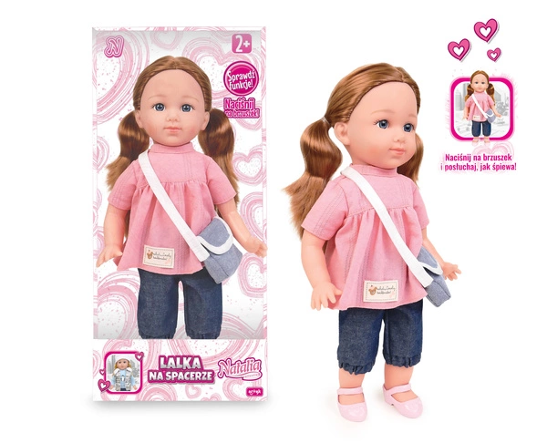 Lalka Natalia tunika różowa 36cm mówi po polsku idealna dla dziewczynki