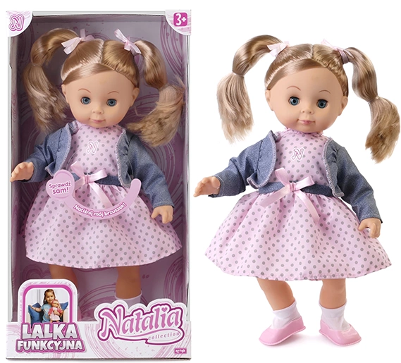 LALKA NATALIA długie włosy interaktywna mówi po polsku 39 cm granatowa