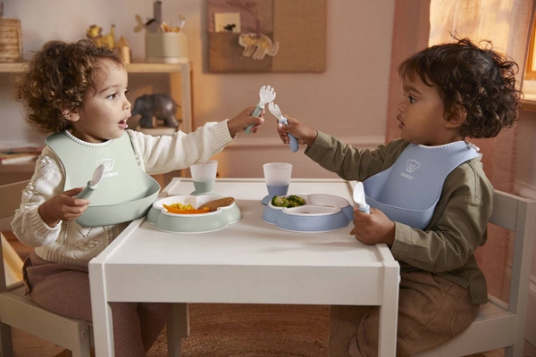 BABYBJORN - talerzyki ze sztućcami - Grey