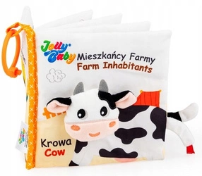 JOLLY BABY książeczka sensoryczna kontrastowa miękka Mieszkańcy Farmy 0m+
