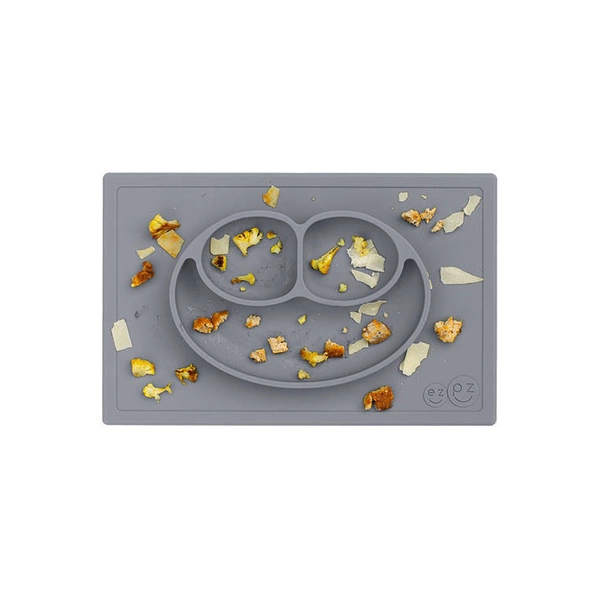 EZPZ - Silikonowy talerzyk z podkładką 2w1 Happy Mat szary