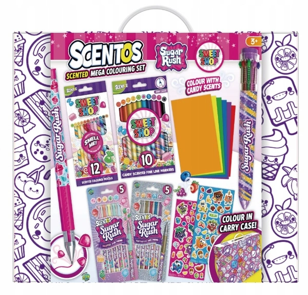 Scentos Pachnący Zestaw Walizka Do Pokolorowania Fioletowa Kredki Dłogopisy