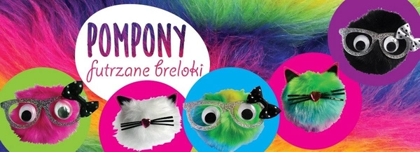 STNUX Futrzany Brelok Pompon Kot w Okularach 96679